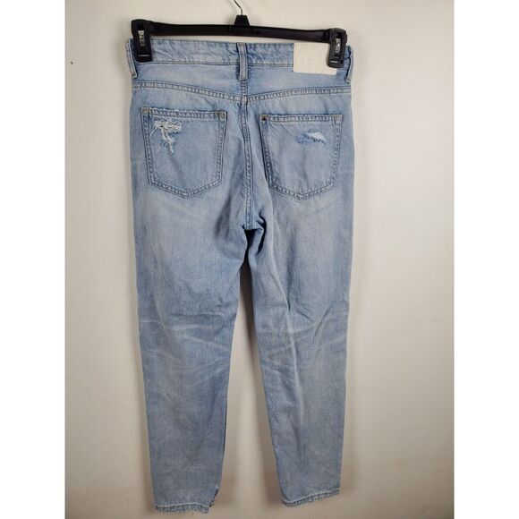 H&M Jeans 2 Womens Light Wash Skinny Leg Button Fly High Rise Boyfriend Low Wais - Picture 5 of 6